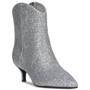 On 34th Aatira Tulip Booties Silver Glitter NWB